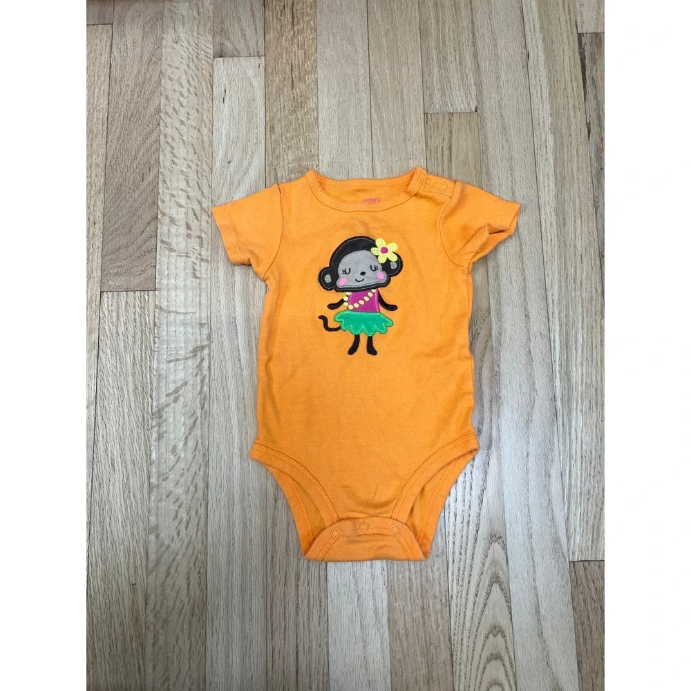 Carter's Monkey Short Sleeve Bodysuit Kids 9 Months Orange